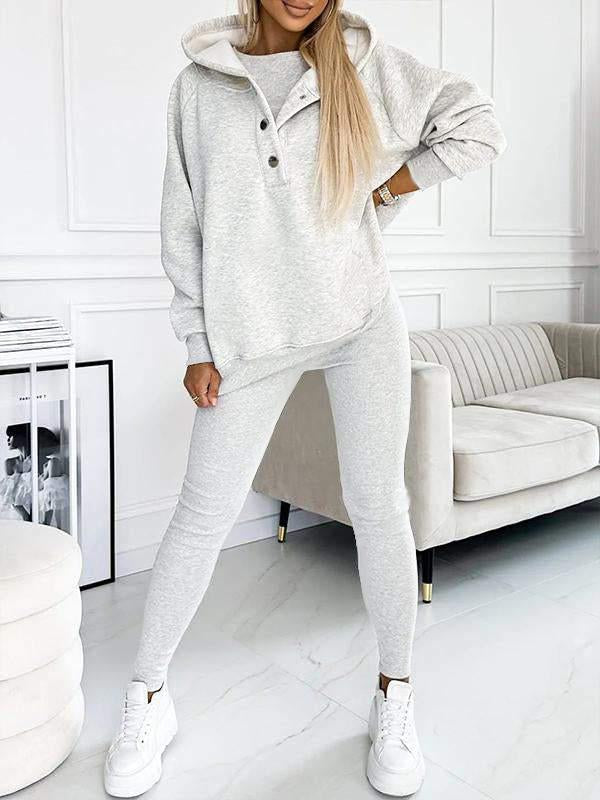 Women's 3-Piece Hoodie & Leggings Comfort Set | Soft Cozy Loungewear Outfit