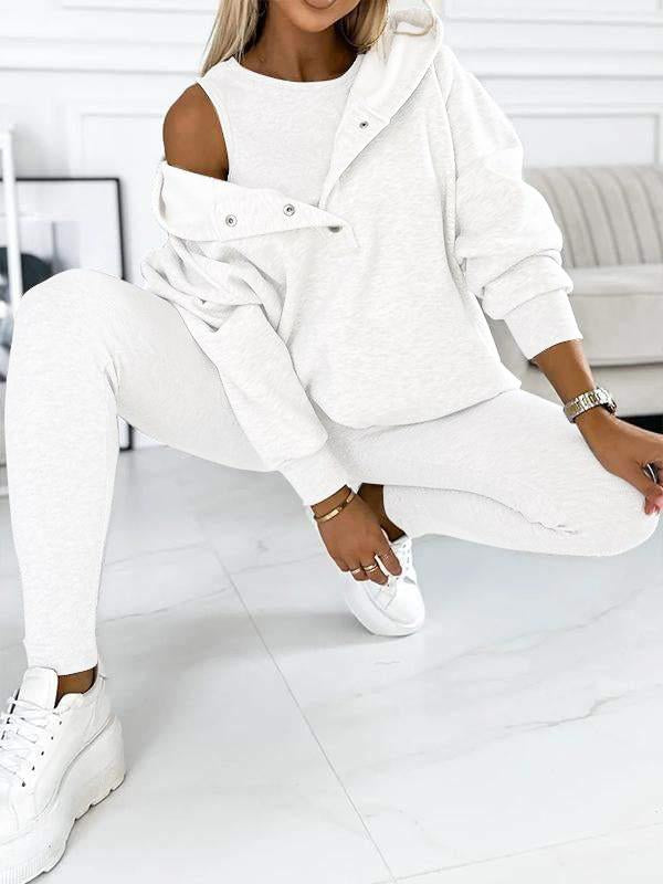 Women's 3-Piece Hoodie & Leggings Comfort Set | Soft Cozy Loungewear Outfit