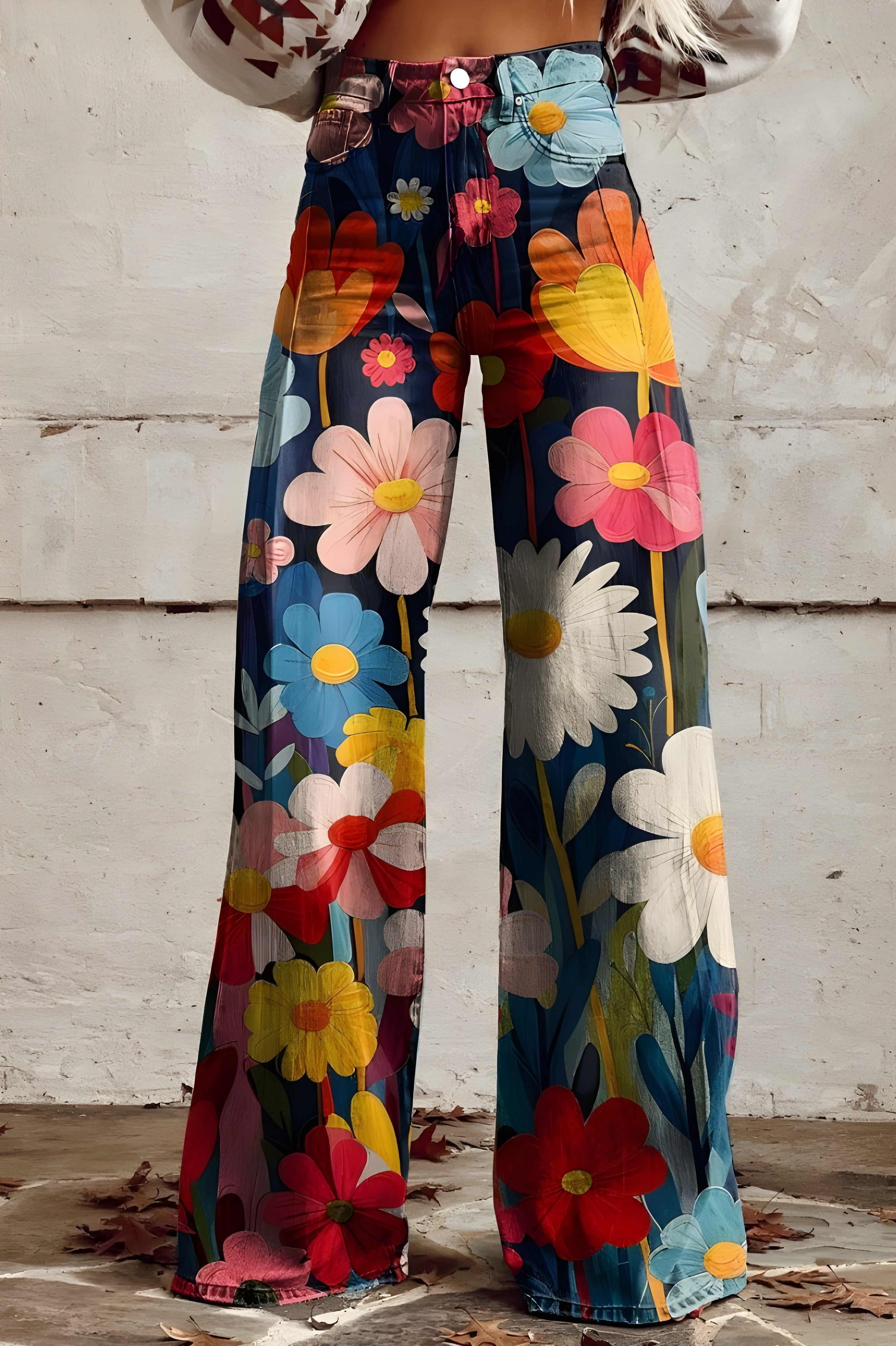 Women's Boho Floral Wide-Leg Pants | High Waist Vintage Print Trousers