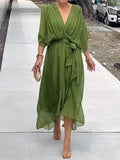 Women's Elegant V-Neck Chiffon Dress