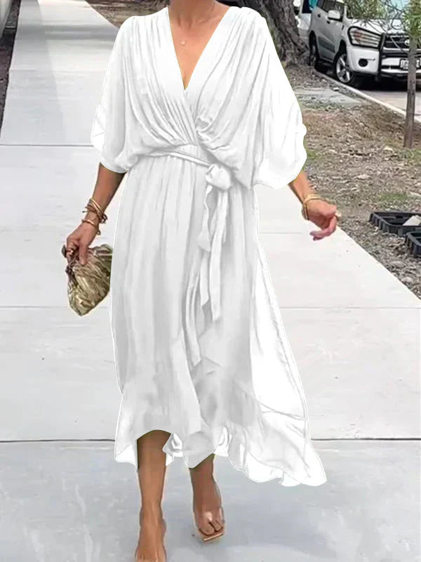 Women's Elegant V-Neck Chiffon Dress