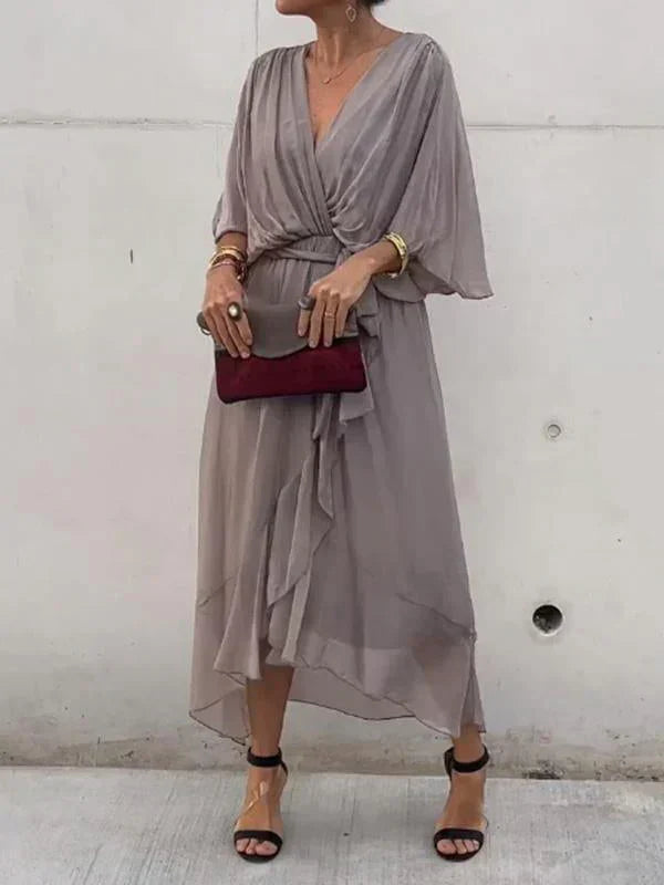 Women's Elegant V-Neck Chiffon Dress