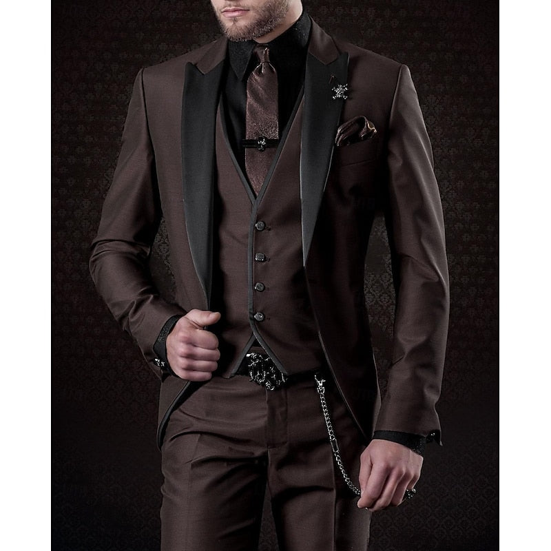 Men's Elegant Three-Piece Suit | Classic Vest, Blazer & Trousers Set for Formal Occasions
