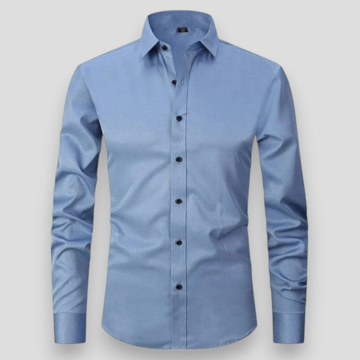 Men's Slim Fit Long Sleeve Stretch Shirt | Wrinkle-Resistant Button-Down in Multiple Colors