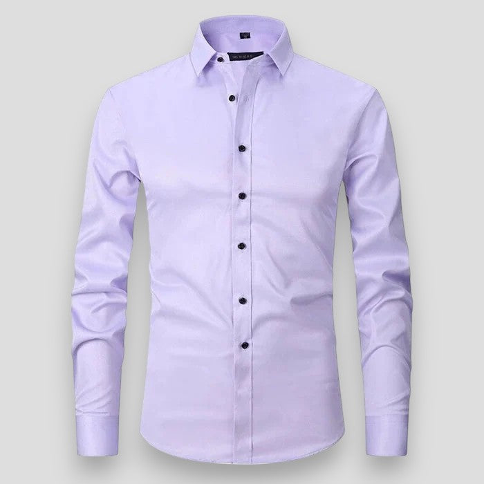 Men's Slim Fit Long Sleeve Stretch Shirt | Wrinkle-Resistant Button-Down in Multiple Colors