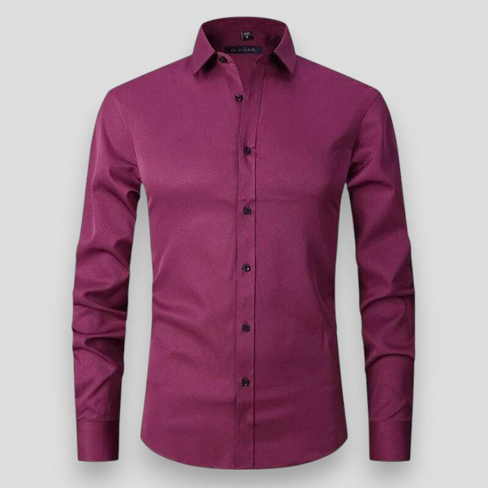 Men's Slim Fit Long Sleeve Stretch Shirt | Wrinkle-Resistant Button-Down in Multiple Colors