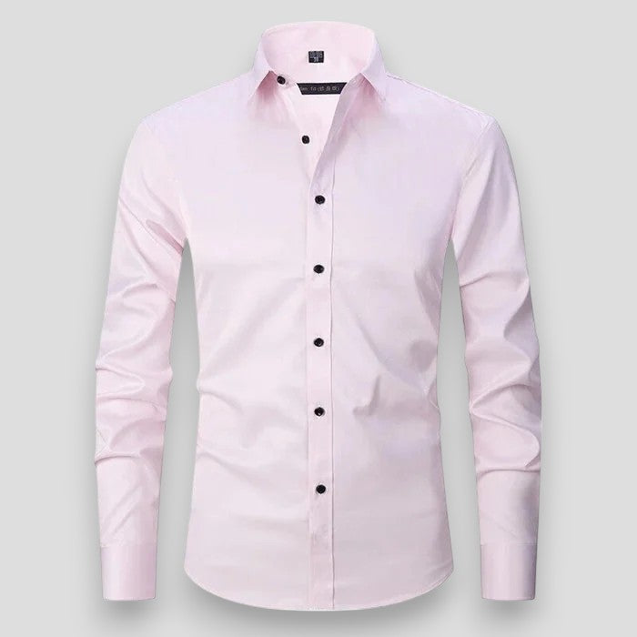 Men's Slim Fit Long Sleeve Stretch Shirt | Wrinkle-Resistant Button-Down in Multiple Colors