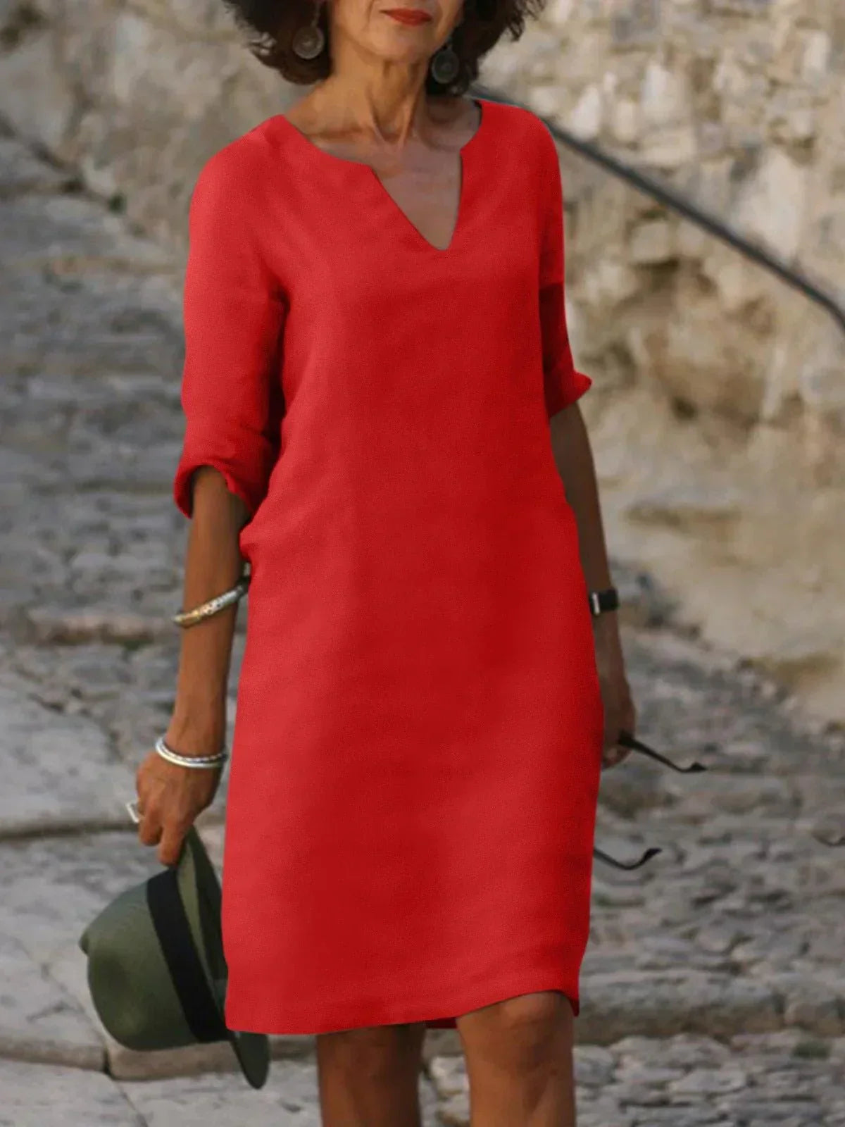 Women's Elegant V-Neck Dress | Flattering Feminine Dress for Every Occasion