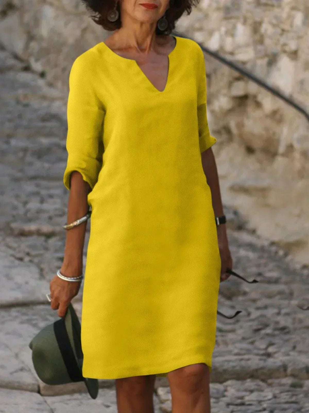 Women's Elegant V-Neck Dress | Flattering Feminine Dress for Every Occasion