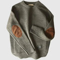 Men's Classic Crew Neck Knit Sweater | Timeless Elbow Patch Pullover in Multiple Colors
