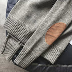 Men's Classic Crew Neck Knit Sweater | Timeless Elbow Patch Pullover in Multiple Colors