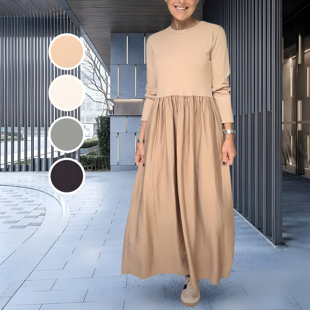 Women's Long Sleeve Knit Maxi Dress | Relaxed Fit Elegant Everyday Dress