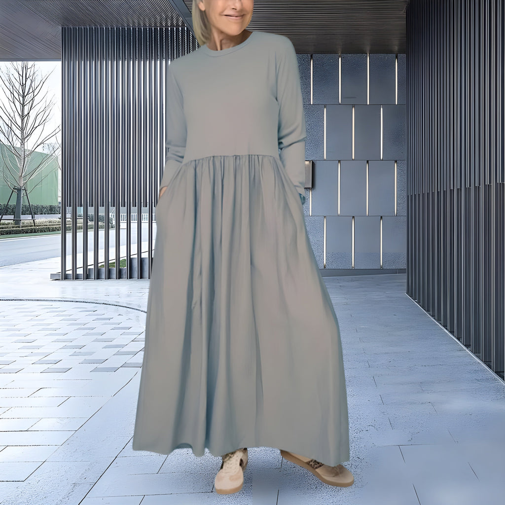 Women's Long Sleeve Knit Maxi Dress | Relaxed Fit Elegant Everyday Dress