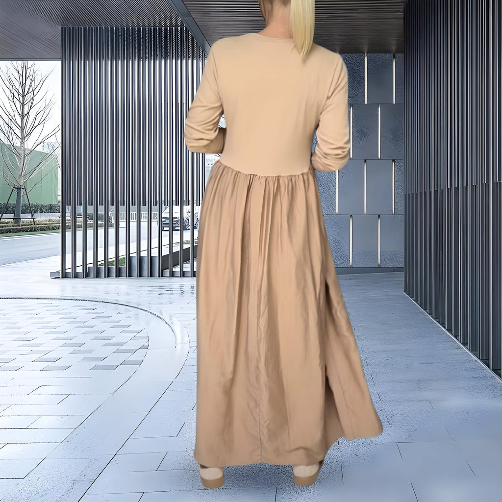 Women's Long Sleeve Knit Maxi Dress | Relaxed Fit Elegant Everyday Dress