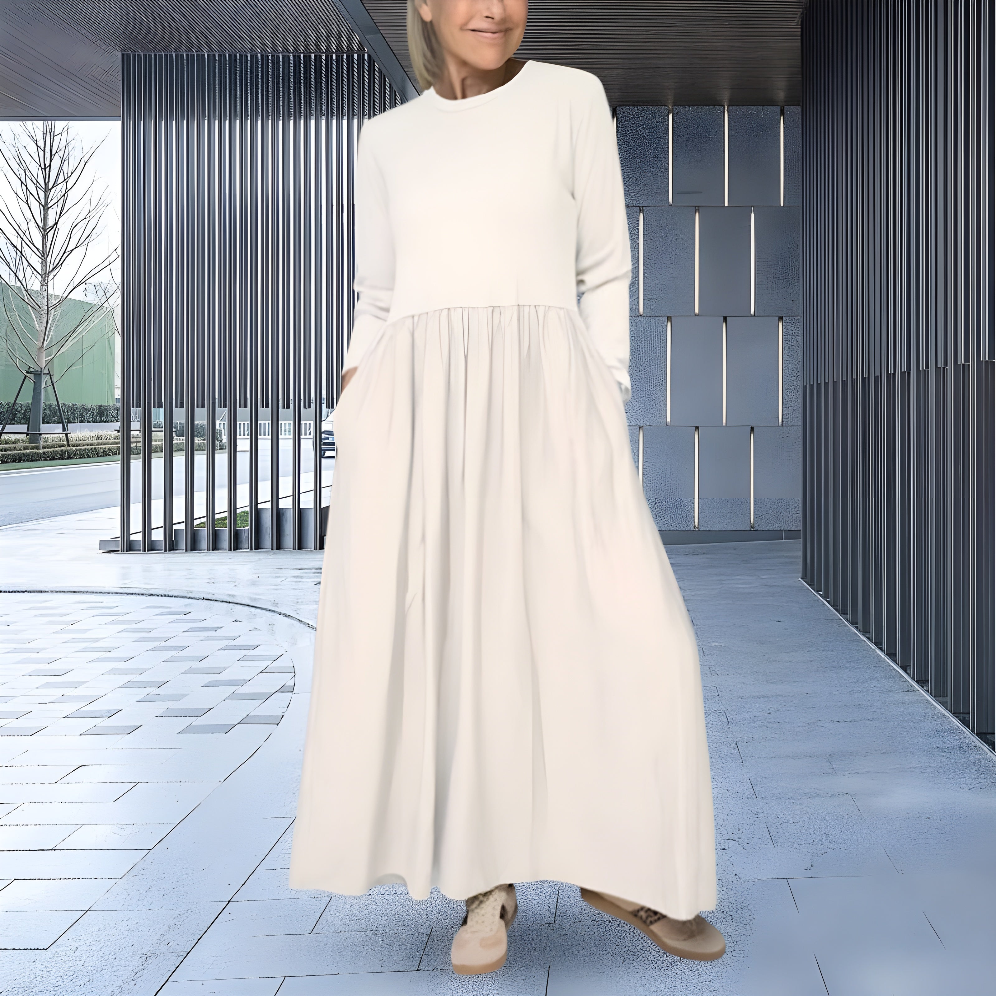 Women's Long Sleeve Knit Maxi Dress | Relaxed Fit Elegant Everyday Dress