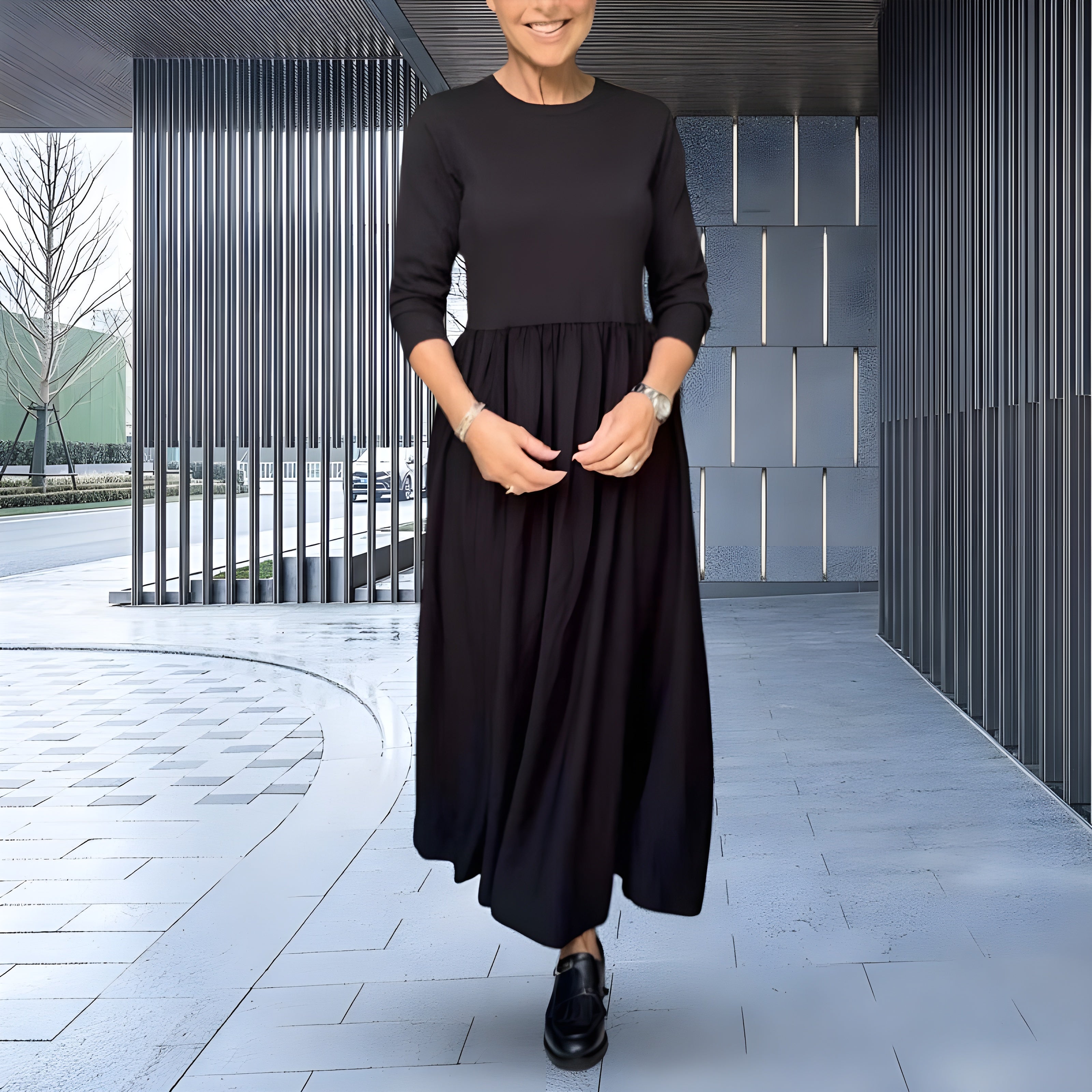 Women's Long Sleeve Knit Maxi Dress | Relaxed Fit Elegant Everyday Dress