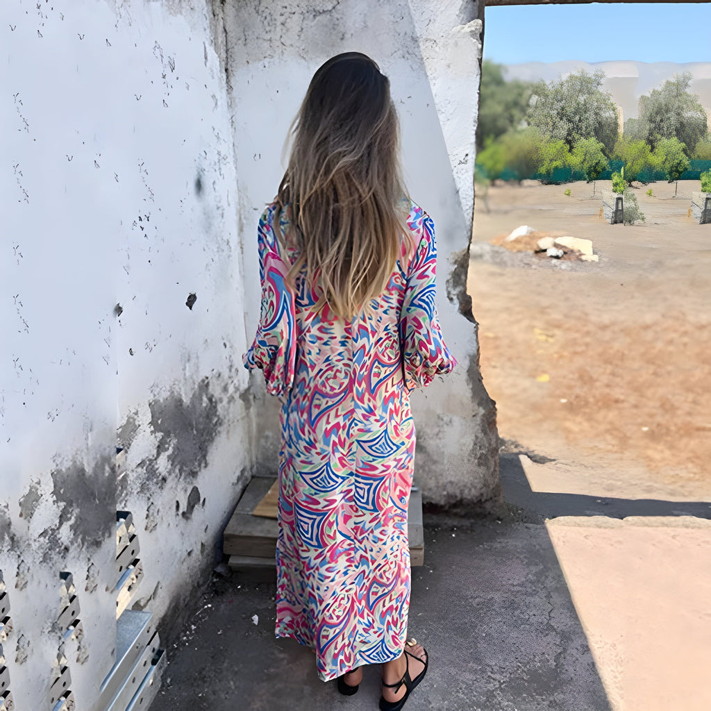 Women's Stylish Maxi Dress with V-Neck & Hidden Pockets