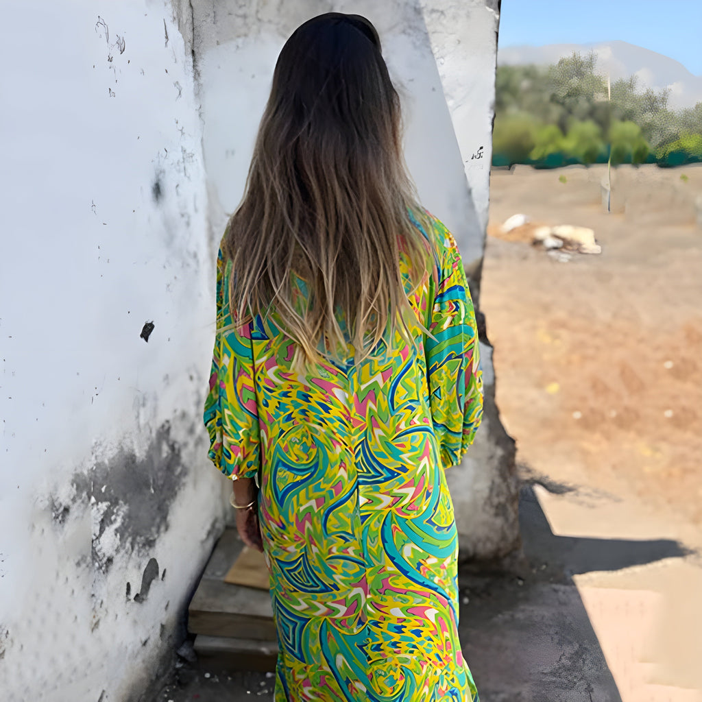 Women's Stylish Maxi Dress with V-Neck & Hidden Pockets
