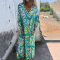 Women's Stylish Maxi Dress with V-Neck & Hidden Pockets