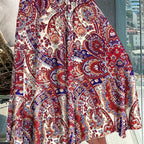 Women's Boho Paisley Print Maxi Skirt | High Waist Smocked Flowy Skirt