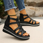 Women's Elegant Wedge Sandals with Crystal Details