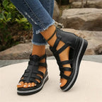 Women's Elegant Wedge Sandals with Crystal Details