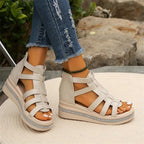 Women's Elegant Wedge Sandals with Crystal Details