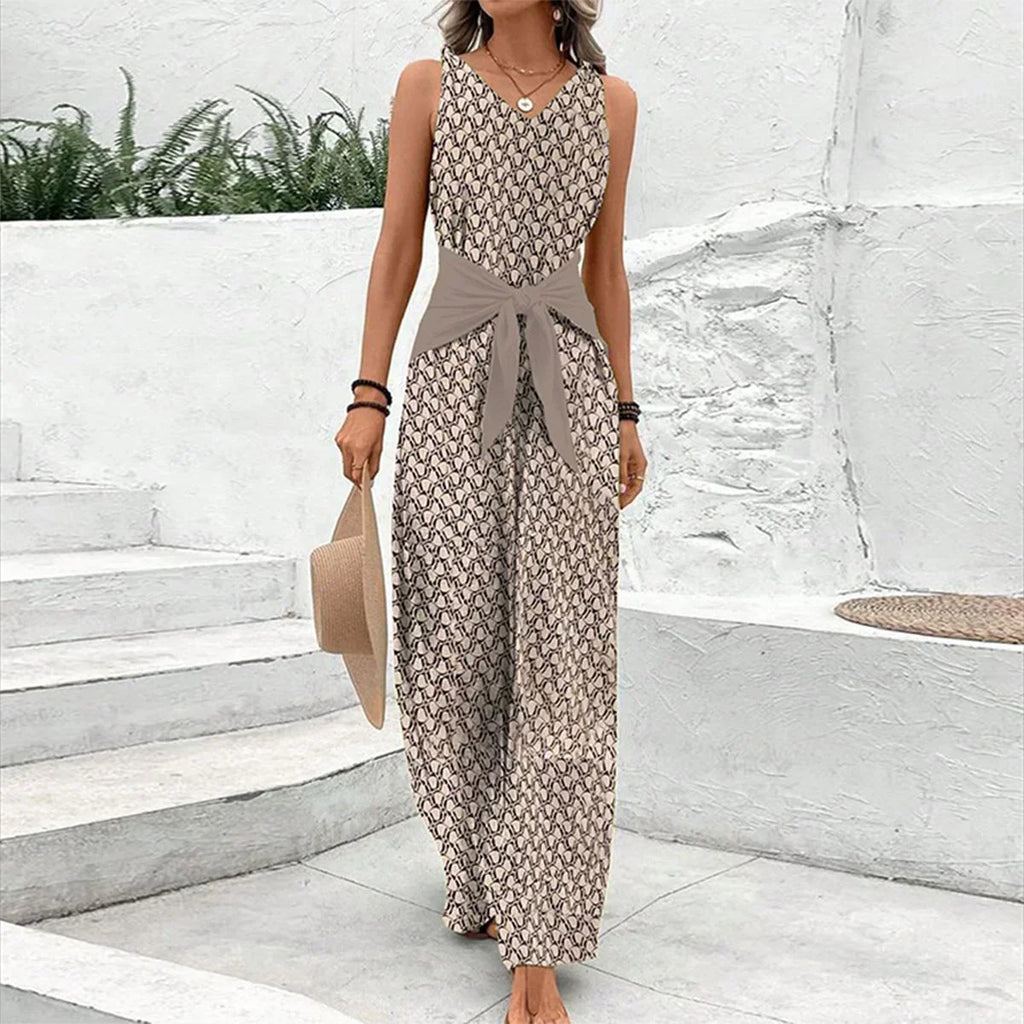 Women's Sleeveless Round-Neck Jumpsuit