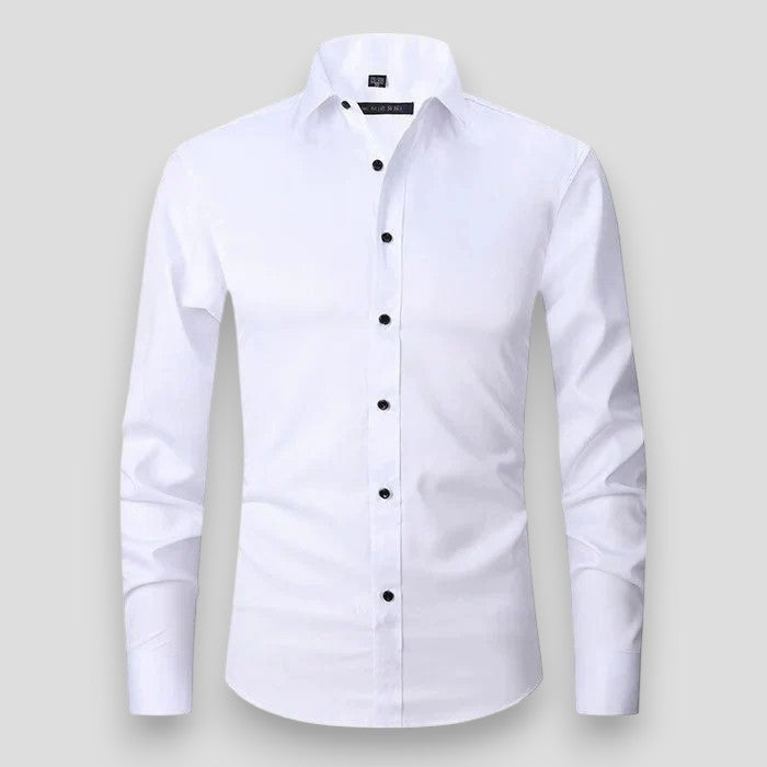 Men's Slim Fit Long Sleeve Stretch Shirt | Wrinkle-Resistant Button-Down in Multiple Colors