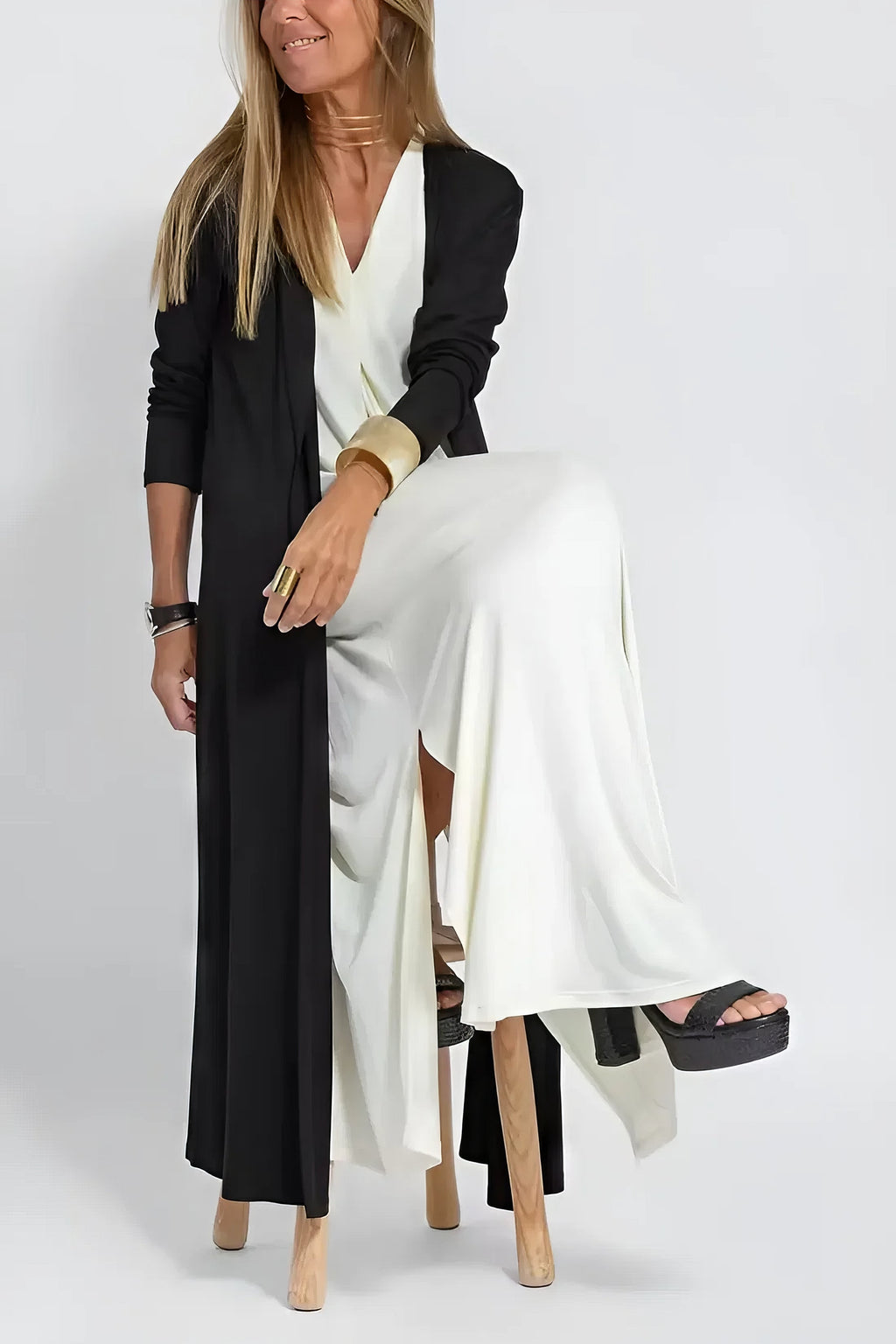 Women's Elegant Long Dress with Matching Cardigan