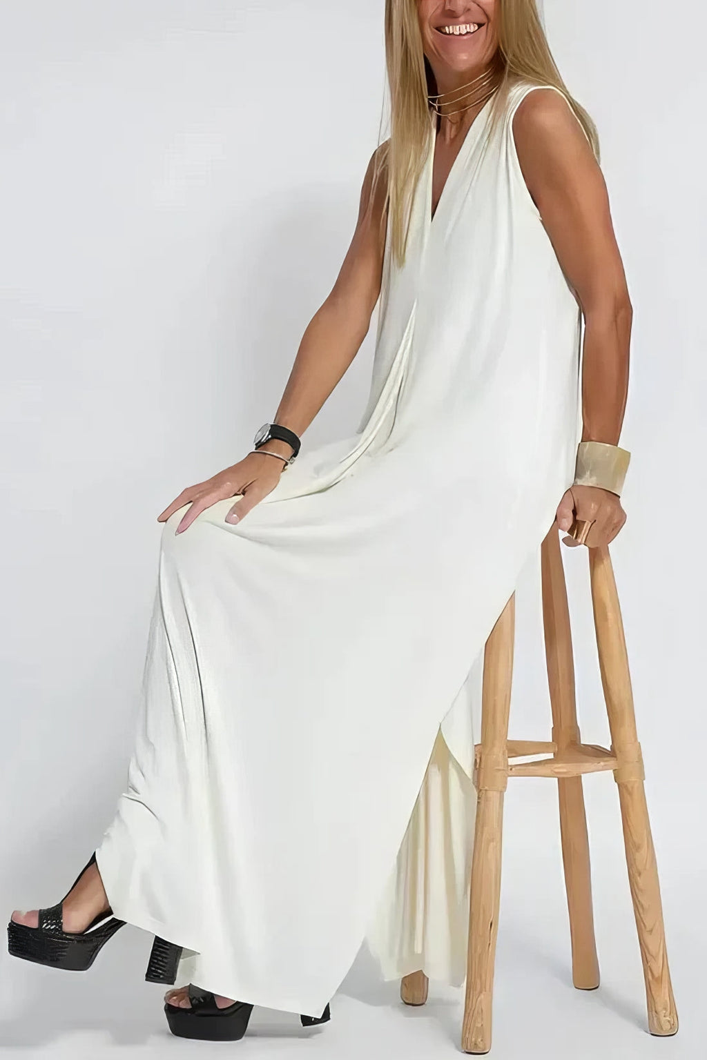 Women's Elegant Long Dress with Matching Cardigan