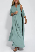 Women's Elegant Long Dress with Matching Cardigan