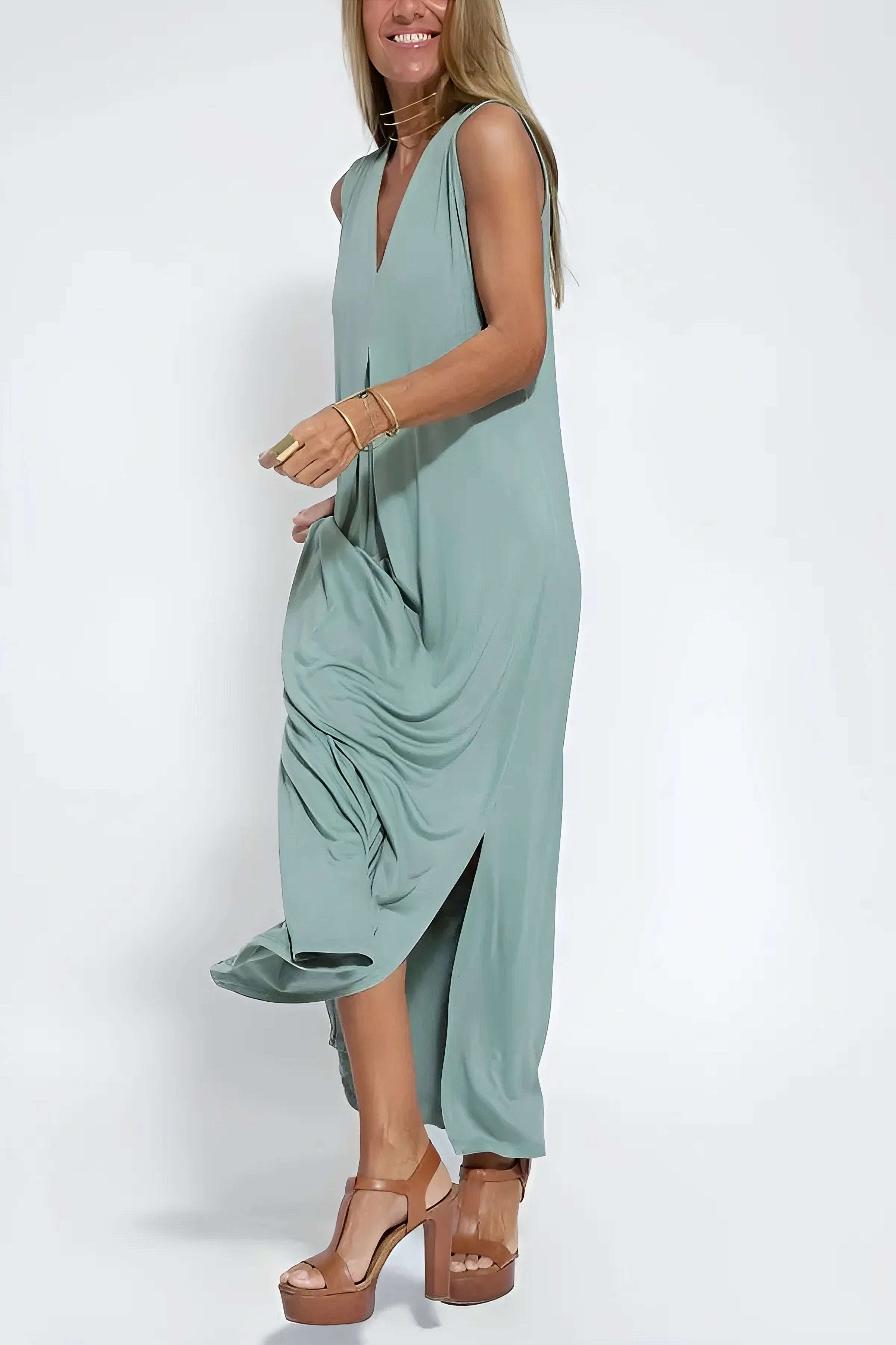 Women's Elegant Long Dress with Matching Cardigan