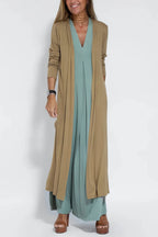 Women's Elegant Long Dress with Matching Cardigan