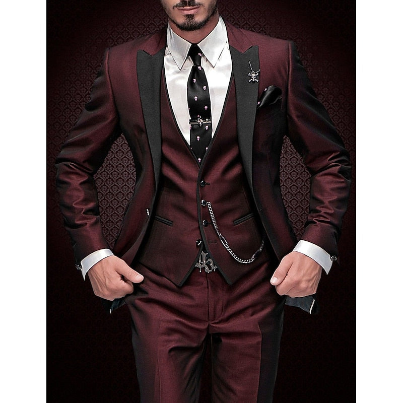 Men's Elegant Three-Piece Suit | Classic Vest, Blazer & Trousers Set for Formal Occasions